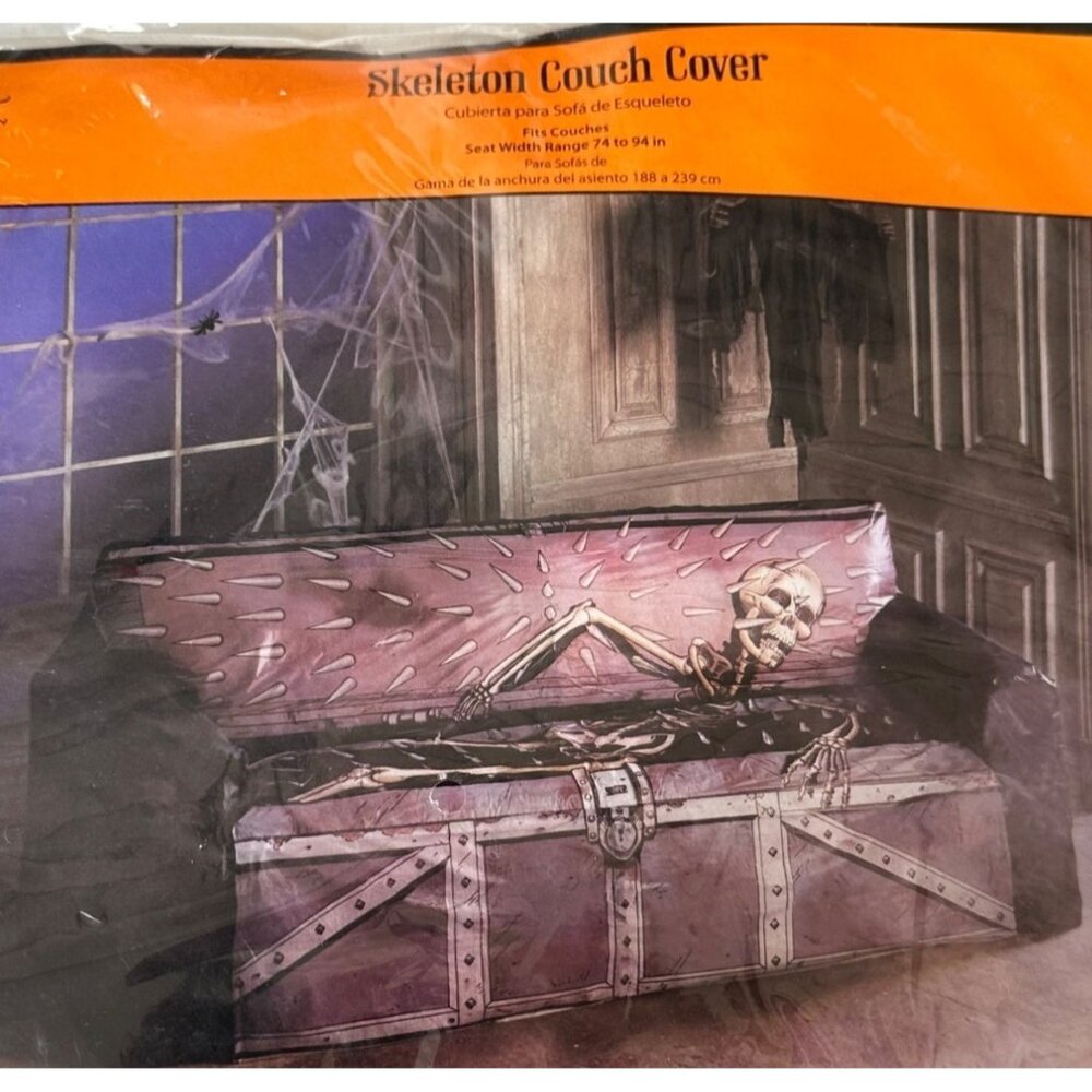 Walmart Halloween Skeleton Couch Cover Fits Seat Ranges 74 X 94 in. (NEW)